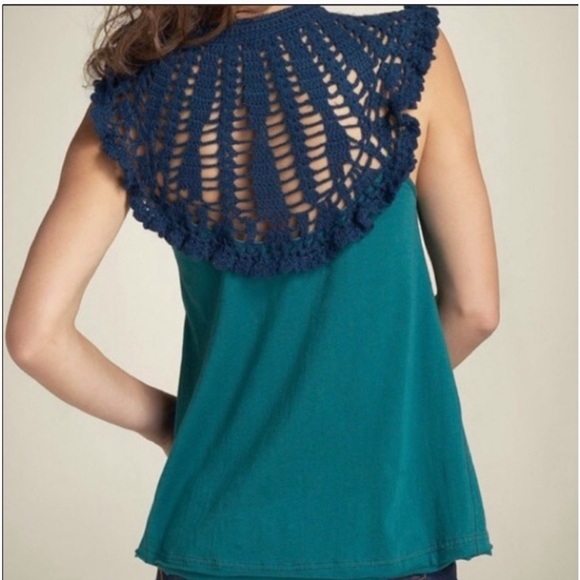 Free People Decorative Blue Green Vest Top - Picture 11 of 12